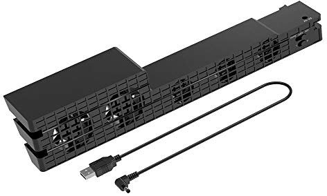 OSTENT 5-Fan Super Turbo Temperaturregelung Kühlventilator Kühler Wärmeabzug für Sony PS4 Pro Konsole Farbe Schwarz