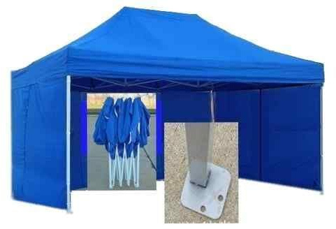 Bastionshop - Pavillon Zelt, Faltpavillon, Partyzelt, Grillpavillon mit Rahmen aus Stahl - Marktstand ideal für Märkte, in 60 Sekunden gebaut - für Freien, Garten, Party, Hochzeit - 2x3m - Blau