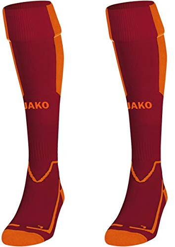 JAKO Unisex Stutzenstrumpf Lazio, Weinrot/Neonorange, 31-34