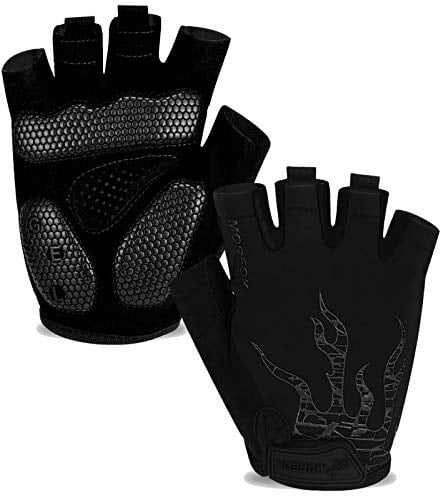 BIKINGMOREOK Fahrradhandschuhe Radhandschuhe Herren Damen Halbfinger Atmungsaktiv Radsporthandschuhe,5MM SBR Gel Stoßdämpfende rutschfeste MTB Mountainbike Handschuhe Unisex-Schwarz-M