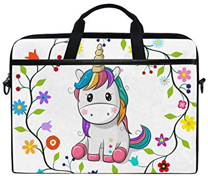 ISAOA Unicorn in A Flowers Frame Laptop Bag,Light Weight Shoulder Bag Laptop Messenger Bag Case Sleeve for 14-15.6 inch Notebook Computer Bag for Travel/Business/School