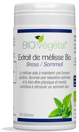 BIO Végétal Phytosud Extrait de Mélisse Bio pour Favoriser Relaxation et Sommeil - Complément Alimentaire Végétal Anti-Stress - Extraction et Fabrication Française - 60 Gélules - Cure 30 Jours