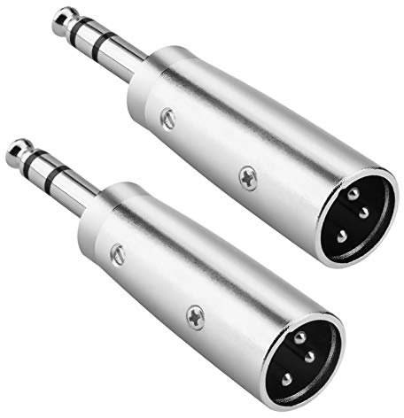 JOMLEY XLR to 1/4 Adapter, XLR Male to 1/4 (6.35mm) TRS Stereo Jack Adapter, 6.35mm TRS Stereo to XLR Male Plug Balanced Cable Adapter - 2 Pack