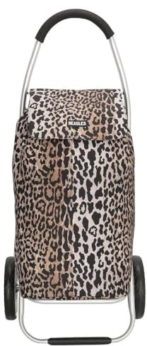 Beagles Alberic Einkaufstrolley mit Doppelrädern - Praktischer - Leopard | Boodschappen Trolley mit Ständer und weichem Griff für komfortables Einkaufen