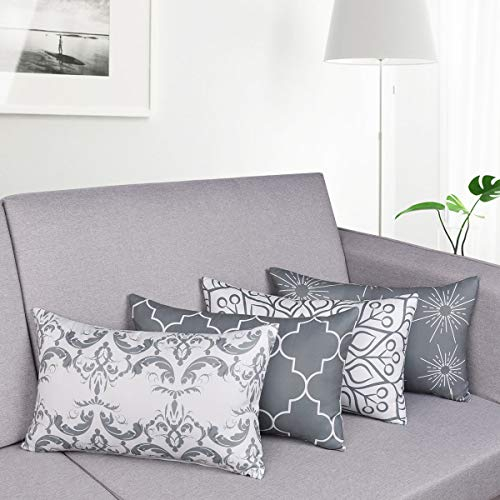 Alishomtll 4er Set Dekorative Kissenbezüge Outdoor Kissenbezug Vintage Zierkissenbezug Muster Kissenhülle für Sofa Zimmer Polyester 30 x 50 cm, Grau