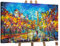 YS-Art Abstrakt Acryl Gemälde auf Leinwand Nachts in Paris handgemalt Wandbilder Wohnzimmer modern Wohndekor Bilder Büro romantische Allee echte Kunst 140x100 cm