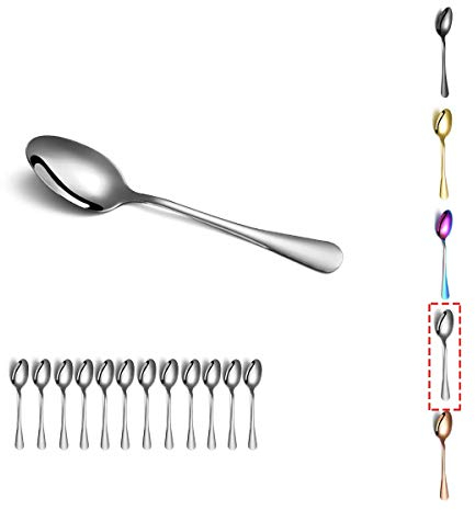 Kyraton 12-Piece Stainless Steel Mini Coffee Spoons, Classic Design, Silver