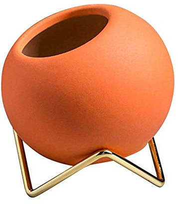 Lidylinashop Pot de fleur en céramique orange, facile à utiliser, style simple, intérieur et extérieur