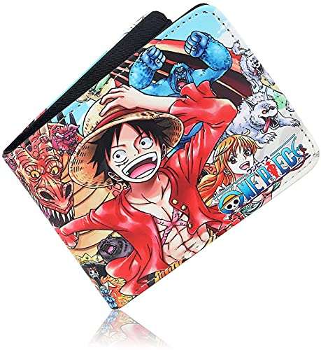 Roffatide Anime Geldbörsen für Herren Bi-Fold-Brieftasche Short Kunstleder Travel Slim Wallet mit ID-Fenster Mehrfarbig
