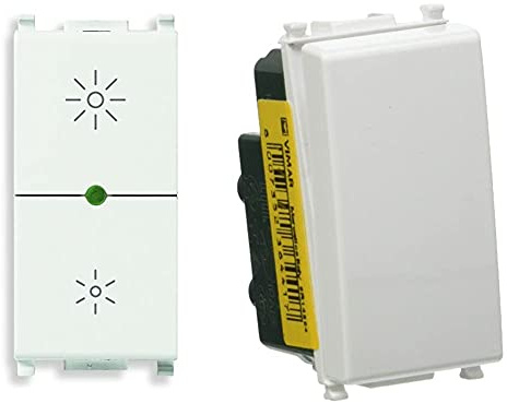 VIMAR 14135.1 Dimmer Regolatore Universale Incandescenza, Cfl 1 E Lampade Led, Bianco, 230 V & 0R14004 Plana Deviatore Elettrico Illuminabile 1P 10Ax Bianco, 1 Pezzo