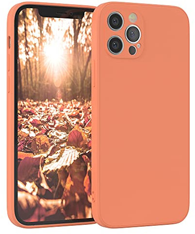 EAZY CASE - Silikonhülle für iPhone 12 Pro Hülle Silikon Case Orange weich stoßfeste Handyhülle Schutzhülle mit Kameraschutz Dünn Premium Schutz Cover TPU Phone Bumper in Pastell Hellorange Matt