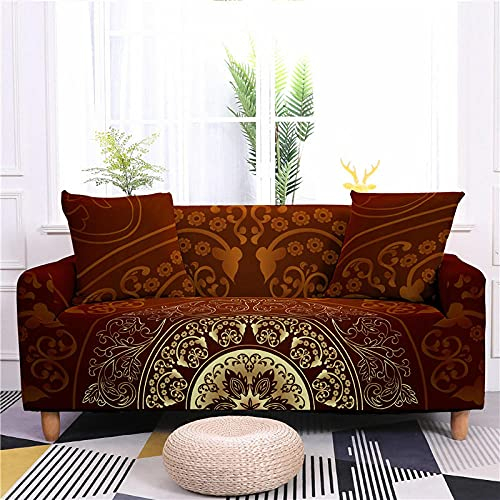 ZAHHYG Sofabezug Ecksofa Brauner Böhmischer Stil Sofaüberwurf Sofa Überzug Stretchy Couchbezug Sofa Bezug Ecksofa Überwurf Sofabezüge Antirutsch Sofahusse Jacquard Sofaüberzug 4 Places (235cm-300cm)