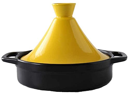 FZYE Marmite en céramique Tajine marocain Jaune marmite en Fonte émaillée Casserole de ragoût mijoteuse avec poignées Anti-brûlures
