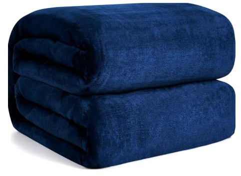 Luxuriöse, superweiche Flanell-Fleecedecke, 150 x 200 cm, Marineblau