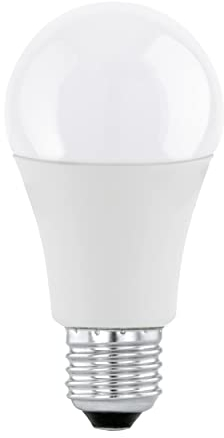 EGLO E27 LED Lampe dimmbar, Glühbirne 11 Watt (entspricht 75 Watt), 1055 Lumen, 3000 Kelvin, Leuchtmittel warmweiß, Glühlampe opal weiß, A60, Ø 6 cm