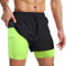 Danfiki Herren Sport Shorts Kurze Hose Schnell Trocknend Sporthose Leicht mit Reißverschlusstasche Laufshorts mit Taschen Hosen Fitness Laufhose,Schwarz Grün,M