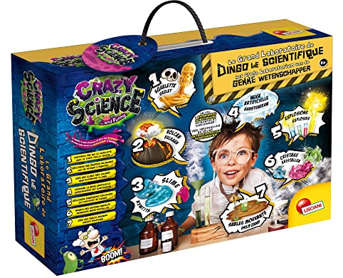 Lisciani - CRAZY SCIENCE - Le Grand Laboratoire de Dingo le Scientifique - 7 Expériences Originales pour Enfants dès 8 Ans - Jeu de Science et Observation - Kit Expériences Scientifiques Educatif