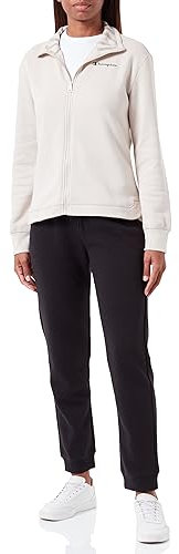 Champion Damen Legacy Sweatsuits Easy W-Ultralight Powerblend Fleece High-Neck/Rib Cuff Sportanzug, Silbergrau/Schwarz, S