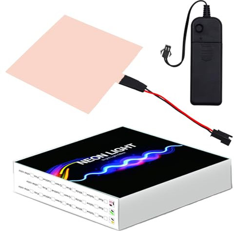 Ygmylandbb EL Panel Elektrolumineszenz-Licht-Dekoration, Neonfolie an, langsames Blinken, schnelles Blinken, 1 Packung (weiß, 10 x 10 cm)