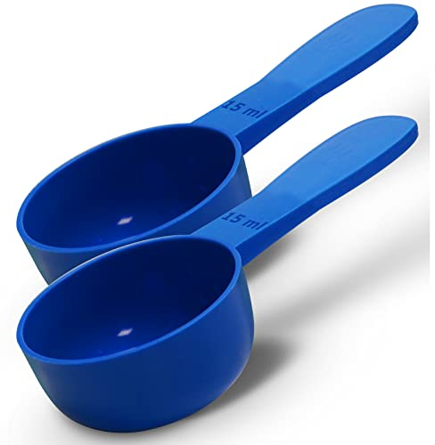 RE-GEN Lot de 2 cuillères doseuses réutilisables en plastique à manche court 15 ml Idéal pour liquides, poudres, granulés, maison, cuisine, restauration, soins de santé, fitness