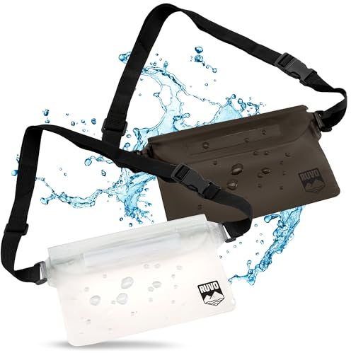 RUVO® wasserdichte Bauchtasche | 2er Set | für max. Badespaß auf oder im Wasser | EIN Fach mit Druck- und Klettverschluss für Absolute Wasserdichtigkeit | für jegliche Wasseraktivitäten geeignet