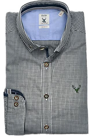 Pure Karo-Hemd Slim Fit Grün M