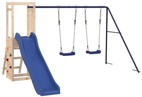 vidaXL Spielturm, Klettergerüst mit Rutsche Schaukel Kletterwand, Kinder Kletterturm, Spiel-Zubehör für Garten, Holz Spielplatz, Massivholz Kiefer, (3155927)