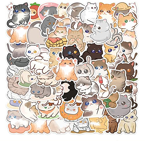 WOOXDYUK 120 Stück niedliche Katzen-Aufkleber, Tier-Aufkleber, Wasserflaschen-Geschenke, Kinder, Teenager, Geburtstagsfeier-Aufkleber, wasserdichte Aufkleber