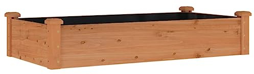 vidaXL Garden Raised Bed - Solid Fir Wood, Brown, 120x60x25 cm - Deep, Wide Planting Space with Separating Liner, Open Bottom Design for Enhanced Drainage
