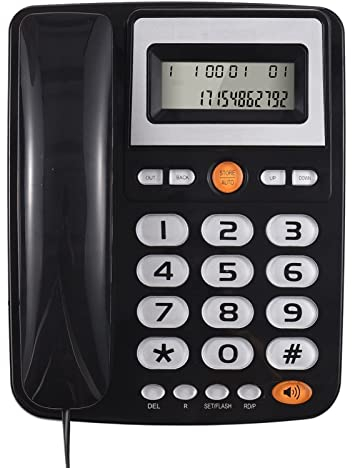 Festnetztelefon mit Schreibtischkabel, großes Tastenkabel, für Senioren, Telefon mit LCD-Display, Flash-Funktionen, Wahlwiederholung, Freisprecheinrichtung, Dual-Anschlüsse für den