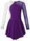 Aislor Tanzkleid Mädchen Pailletten Eiskunstlauf Kleid Kinder Langarm Ballettkleid Tanztrikot mit Rock Kleider Gymnastikanzug Wettbewerb Tanz Kostüme W Violett 158-164