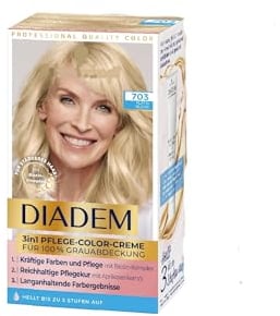 DIADEM 3 in 1 Pflege-Color-Creme 703 Platin Blond Stufe 3 (1 x 170 ml), permanente Haarfarbe, Haarpflege-Formel für gesund aussehende Ergebnisse, 100% Grauabdeckung