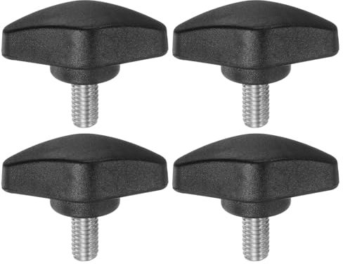 sourcing map 4pcs Tee Wing Knobs Thumb Screws M6 x 12mm Standard Male Thread Plastic T Knobs Handles Hand Clamping Thumbscrew, Black