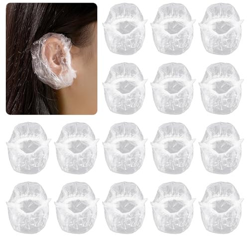 200 Pezzi Copri Orecchie Trasparenti Monouso.Cuffie Orecchio Paraorecchie Protettive per Tinture e Cura Capelli.Paraorecchie Impermeabili Monouso con Fascia Elastica per Spa,Paraorecchie Parrucchieri