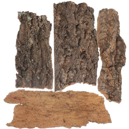 Angoily 4 Stück Korkrinde Baumrinde Kork Terrarium Korkstück Versteck Unterschlupf Kletterfläche für Reptilien Wie Gecko Bartagame und Schildkröten