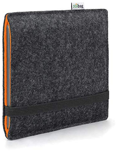Stilbag eBook Reader Finn für Tolino Vision Color | Farbe: anthrazit/orange | eBook Reader-Tasche aus Filz | eReader Schutzhülle | ebook Reader Tasche Made in Germany