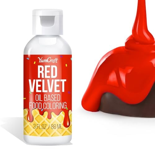 Fettlösliche Lebensmittelfarbe - Ölbasis Lebensmittelfarben für Schokolade, Buttercreme, Süßigkeiten, Zuckerguss - Konzentrierte Oil Based Food Coloring zum Backen, Kochen, Fondant (Roter Samt, 88ml)