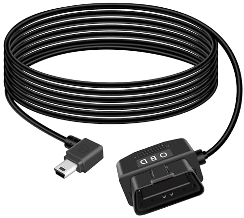 GELRHONR Mini USB OBD Power Cable for Car,Right Angle OBD Dash Camera with Switch Button 24 Hours Surveillance/Acc Mode 12-24V to 5V 23A, for Dashcam, GPS or Radar-3.5M/11.5Ft