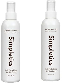 Simpletics Sea Salt Spray, Simpletics Texturizing Vanilla Sea Salt Spray, Sea Salt Spray Hold für Haare, Locken und Beach Waves Spray für Haare, Feuchtigkeits- und Haarglanzspray (2PCS)