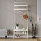 URBNLIVING Entryway Hall Coat Hanger Hooks Stand with Shoe Bench Storage Display Rack Unit, Stylish & Space Saving Decor for Your Home's Hallway (Whote & White)