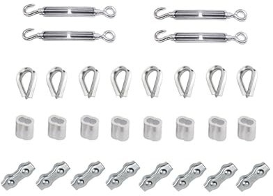 Générique 28 Pièces Tendeur INOX Serre Cable INOX kit pour 4mm Corde en Acier Inoxydable