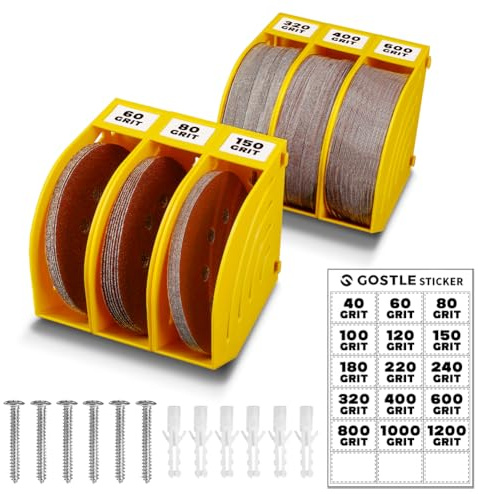 125 mm Professional Sanding Discs Storage Bins - 6 Box Set for Efficient Organization, Offset Snap-On Connection, Grit Classification, Space-Saving Design and Versatile Application - Yellow