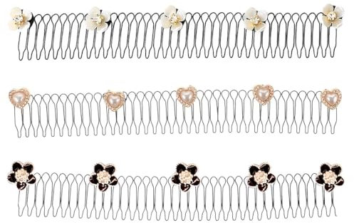 EIH 3 Pièces Peignes à Cheveux Décoratifs,Attache Cheveux Femme,Peigne Elastique Cheveux,Extensible Cheveux,Serre Tete Zig Zag,Élasticité Bandeaux,Peigne à Cheveux Extensible