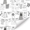 CHDITB Laundry Room Wall Sticker,Laundry Washing Wallpaper for Laundry Room(44x300cm) Black and White Clothes Line Wall Decal,Laundry Room Decorations for Wall,Laundry Room Wallpaper Washing Decor
