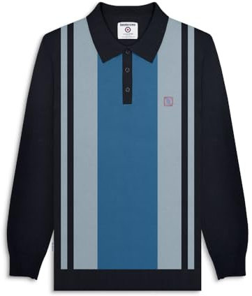 Lambretta Mens Retro Knitted Polo (UK, Alpha, XXL, Regular, Regular, Navy Blue)