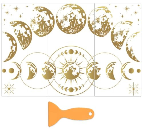 OLYCRAFT 3 Stück/Set Mondphasen Transferfolien Zum Aufreiben Für Möbel Und Kunsthandwerk 15x30cm Mond Möbelaufkleber Stern Erde Transferaufkleber Abziehbilder Zum Aufreiben