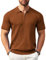 COOFANDY Polo Shirt Herren Kurzarm Sommer Golf Poloshirt mit Reißverschluss Leicht Sport Stretch Männer Polo Hemd Braun S