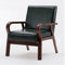 MidCentury Moderner Ledersessel mit Massivholzrahmen und Kissen für Wohnzimmer Lesen Lounge Retro Einzelsofa Stuhl mit Armlehnen