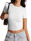 Risipu Women's Short Sleeve T-Shirts Crew Neck Slim Fit Tops Sexy Basic Tee Y2k Clothes 2025 (UK, Alpha, S, Regular, Regular, White)