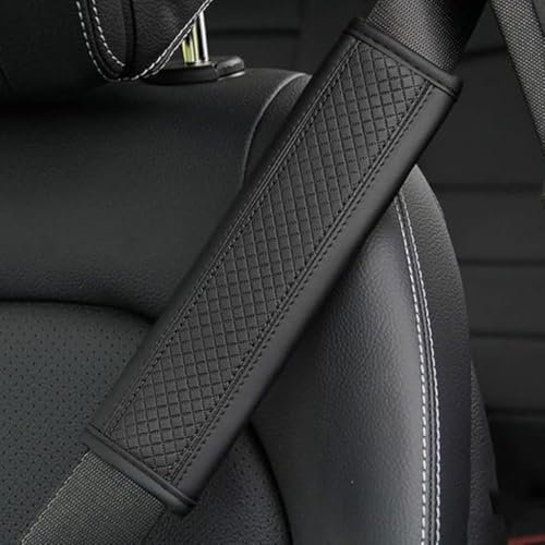 2 Stück Gurtpolster Auto für Jeep Renegade Compass Cherokee Grand Cherokee Wrangler, Leder Sicherheitsgurt Polster Abnehmbar Sicherheitsgurtschutz Erhöht Fahrkomfortgefühl,A-Black